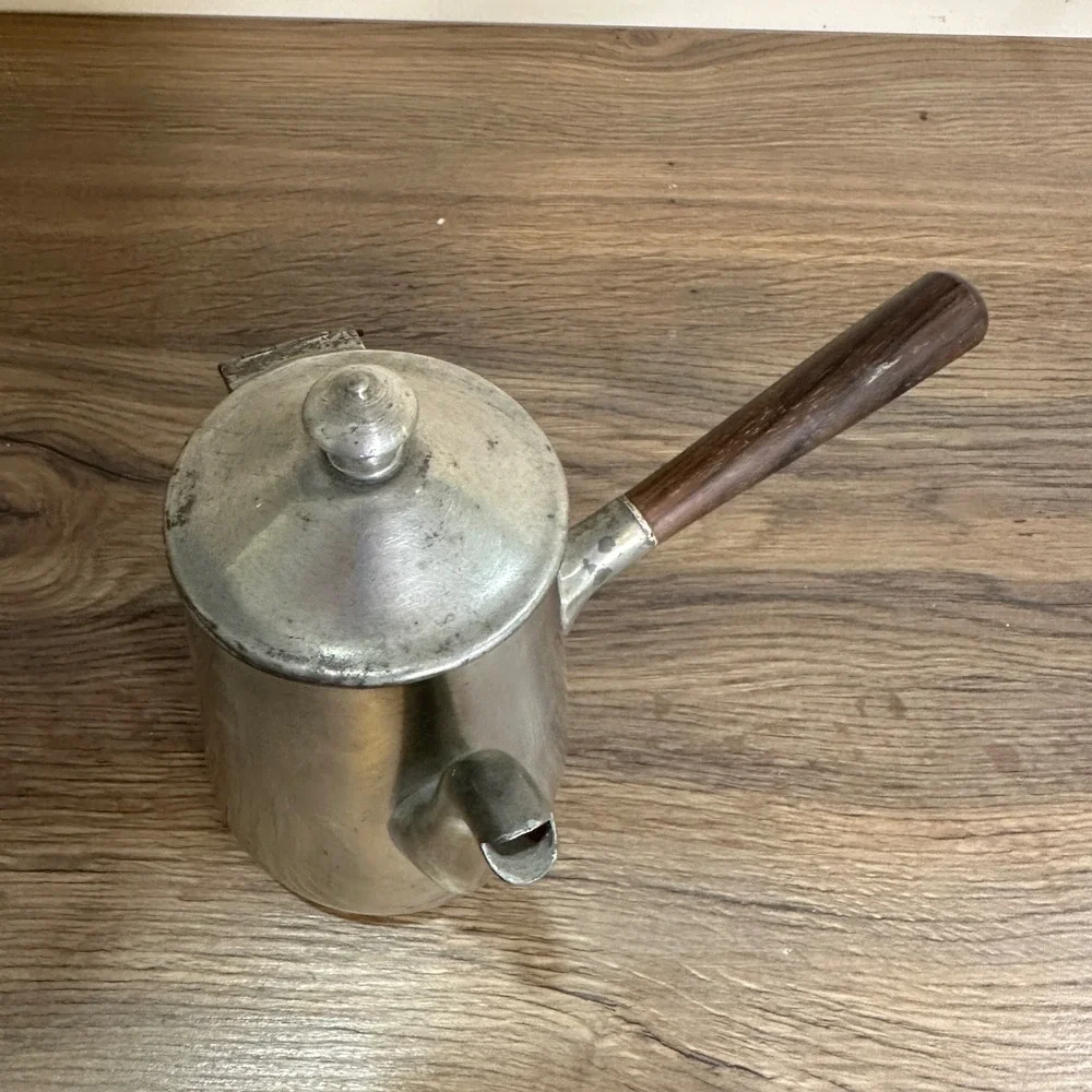 Pewter by Rice Chocolate Pot Wood Handle Bernard Rice Farmhouse Colonial 347 USA